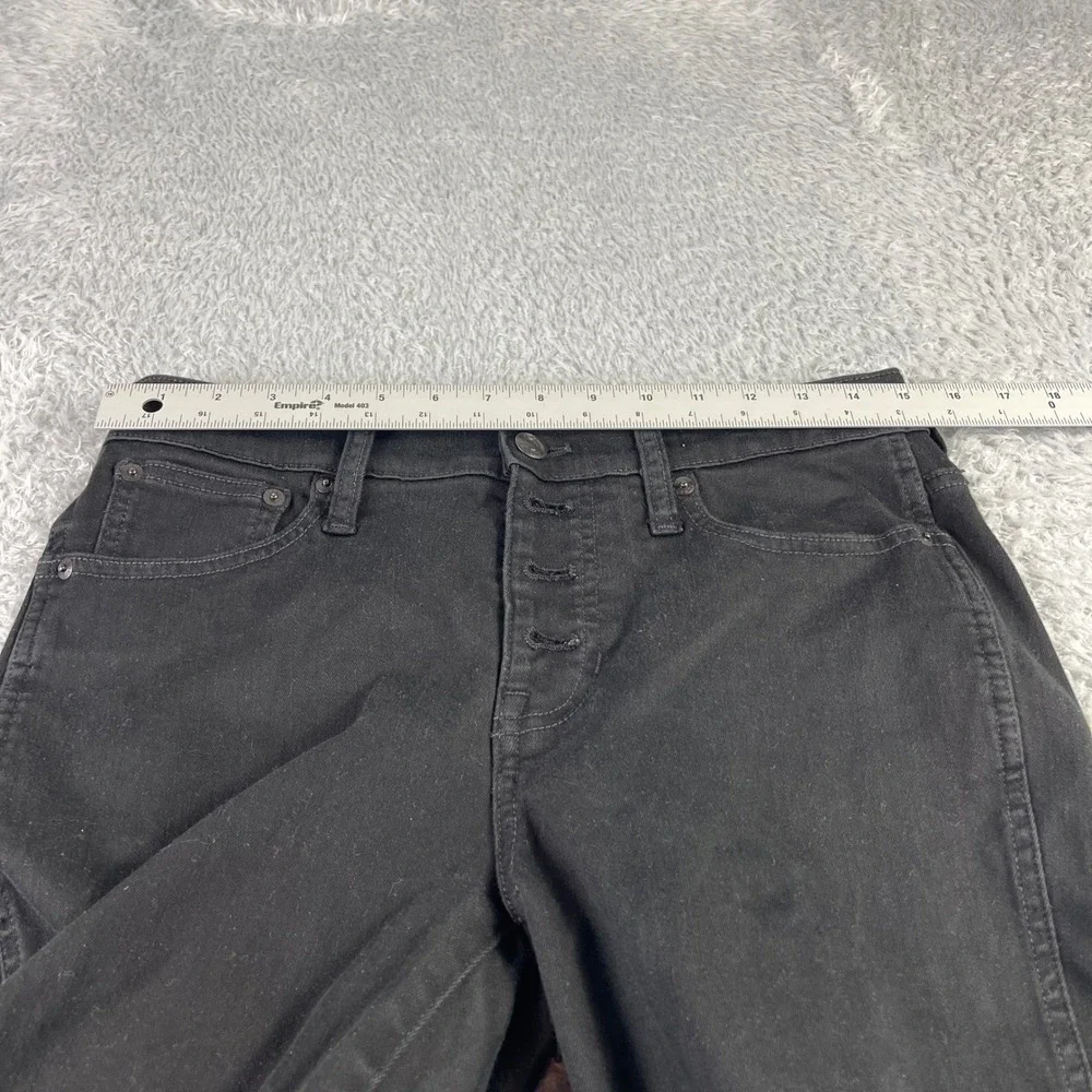 J.Crew Denim Black Straight Leg Button Fly Jeans Womens 29 High Rise Stretch